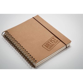 Creative Mark Double Wire Spiral Bound Field Sketch Book [270 Pages - 9.84 x 7.48"], Brown Embossed Leatherette Journal, Light Cream High-Grade Paper, Perfect for Dry Media and Drawing with Pen Loop