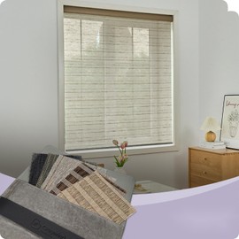 Graywind Custom Natural Roller Shades Light Filtering Shades Natural Woven Fabric Window Blinds for Home Office(Natural Series Fabric Samples)