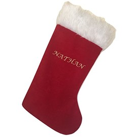 Set of 4 Red Christmas Santa Stockings, Gold Glitter Sticky Letters Included, Handmade