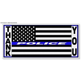 OwnTheAvenue x2 Thank You Support Police Blue Color Line Flag Vinyl Sticker Decal 4" ModelV04