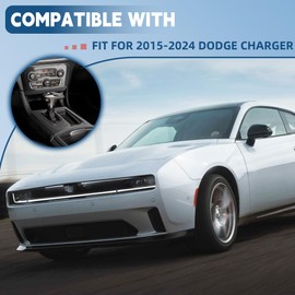 ZNZMAIO Dodge Charger Interior Trim Kit 2015-2023, Carbon Fiber, Gear Shift Panel, AC Cover, Cup Holder, Headlight Switch Panel, Black