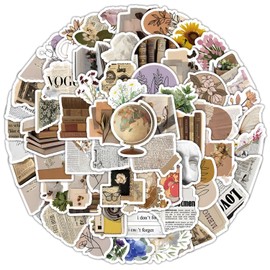 100 Pcs Vintage Stickers, Cute Scrapbooking Stickers, Aesthetic Retro Journaling Supplies Kit, Vinyl Decals for Laptop Scrapbook Notebook Guitar Suitcase Skateboard