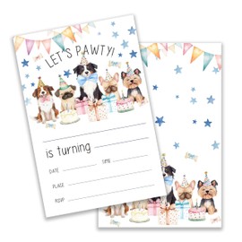 KGHYT IT'S A PAW-TY Dog Party Invitation Cards Set of 20 with Envelope, 4x6 Inches Puppy Birthday Invitations - Cute Pet Themed Birthday Party Supplies. (058)