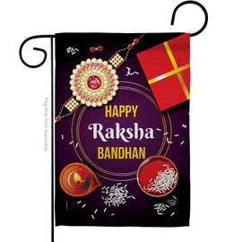 Ornament Collection Raksha Bandhan Garden Flag Celebration Hindu Rakhi Purnima Saluno Occasion Party Small Decorative Gift Yard House Banner Made in USA 13 X 18.5