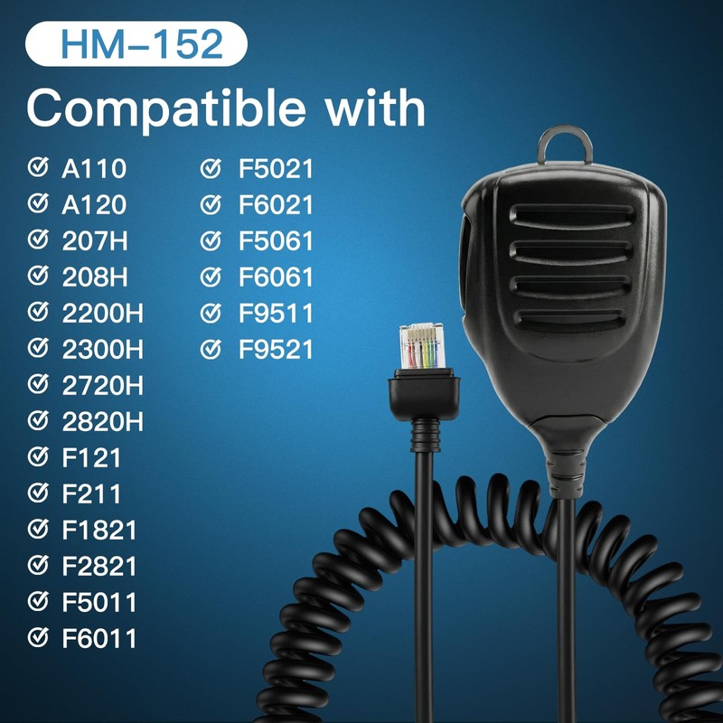 Akoree HM-152 Microphone RJ45 8-Pin Handheld Mic for ICOM IC-208H