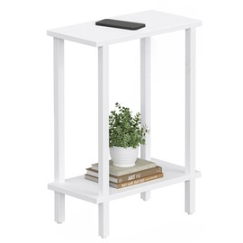 TUTOTAK Small Side Table, Narrow End Table, Skinny Sofa Table, Slim Nightstand, Couch Table, Living Room, Bed Room, White TB01BW062