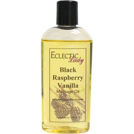 Black Raspberry Vanilla Massage Oil, 4 oz, with Sweet Almond Oil and Jojoba Oil, Preservative Free, Perfect for Aromatherapy and Relaxation