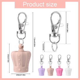 BOXOB 4pcs Lip Gloss Keychain Cap for Summer Fridays 0.5oz, Portable Balm Holder Keychain Replacement Cover Kit Lip Gloss Charm Accessories