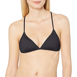 Dolce Vita Women's Solid Bikini Top with Beaded Lattice Back, Black, L