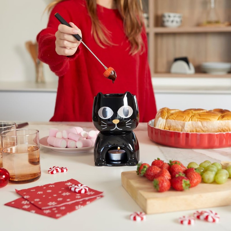 balvi Fondue Wake Cat Colour Black Heat Sensitive, Cat Opens