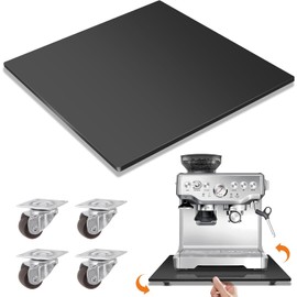 Appliance Slider for Kitchen Appliances,360° Rolling Sliding Tray for Coffee Maker Countertop,Acrylic Sliding Tray with Silent Rubber Wheels,Fits Coffee Makers,Blender,Toasters (13" W x 14" D,Black)