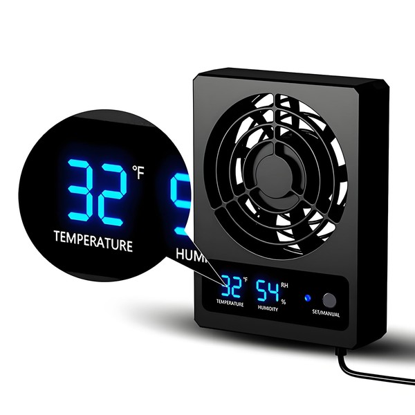 JOVXIAZ Reptile Ventilation Fan with Humidity Sensor and High-temp Alarm,