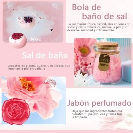 De Cuidado Personal Para Mujeres Regalos De Cumpleaños Para Mujeres Cesta Spa De Vela Aromaticas, Cesta De Regalo Relajante De Spa, Regalos De Lujo Rosa Para Mamá, Hermanas, Novias
