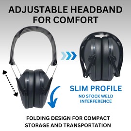 Emblem Outdoor SafeTAC Shooting Ear Protection for Gun Range. Safety Hearing Protection Ear Muffs and Noise Cancelling Headphones Kids. Effective Ear Muffs for Noise Reduction - Black (1 Pack)