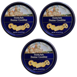 Cambridge and Thames Danish Butter Style Butter Cookies - 4 Oz. Mini Gift Tin - 3 Pack