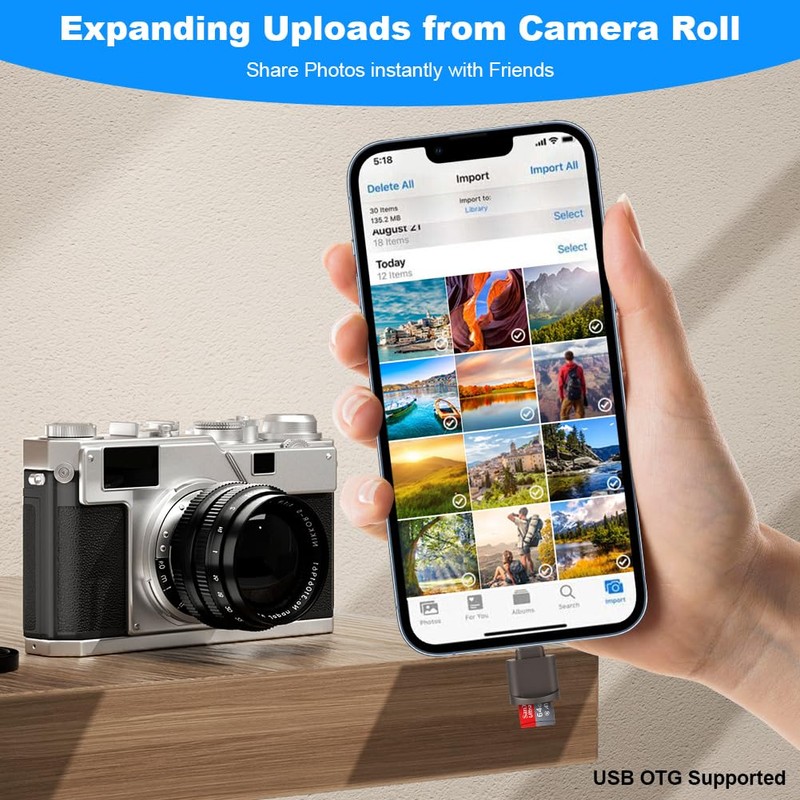 AXFEE Micro SD Card Reader, USB-C Memory Card Reader, TF