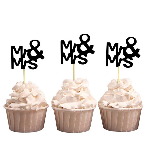 Darling Souvenir, Mr & Mrs - Decoración para cupcakes de boda (20 unidades)