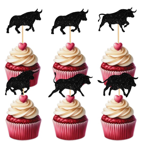 Cow Cupcake Topper Cheer to Western Bullfight Theme Party Favors