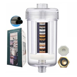 ZHYUUAX 1 Micron Washing Machine Water Filter, Washer Water Filter System, For Washing Machine, Shower, RV, > 99.5% Removal of Chlorine Fluoride, Heavy Metals, Odor, Reusable Carbon Shower Filter