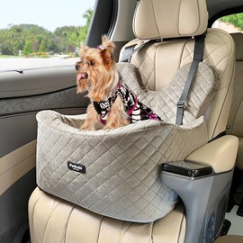 Petbobi Dog Car Seat for Small Dogs - Premium Booster Sightseeing Sofa Seat for Pet up to 25 lbs - Ensures Pet Safety with Seat Belt - Comfortable High-Density Foam - Machine-Washable Plush Cover