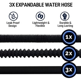 JOEN Expandable Garden Hose, Lightweight & No-Kink Flexible Garden Hose, with Triple layer Latex Core,3/4 inch Solid Brass Fittings and 8 Function Hose Nozzle Sprayer (50)