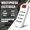 V-TAC Power Strip with Switch and Cable of 1.5 Metres,