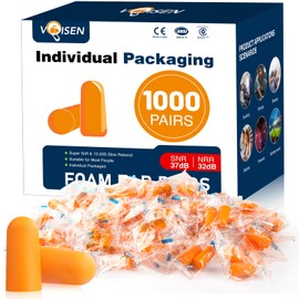 VOISEN Ear Plug,1000 Pairs Ear Plugs for Sleeping,32dB NRR 37dB SNR Ear Plugs Noise Cancelling for Snoring, Studying, Loud Events, Traveling & Concerts, Individual Package