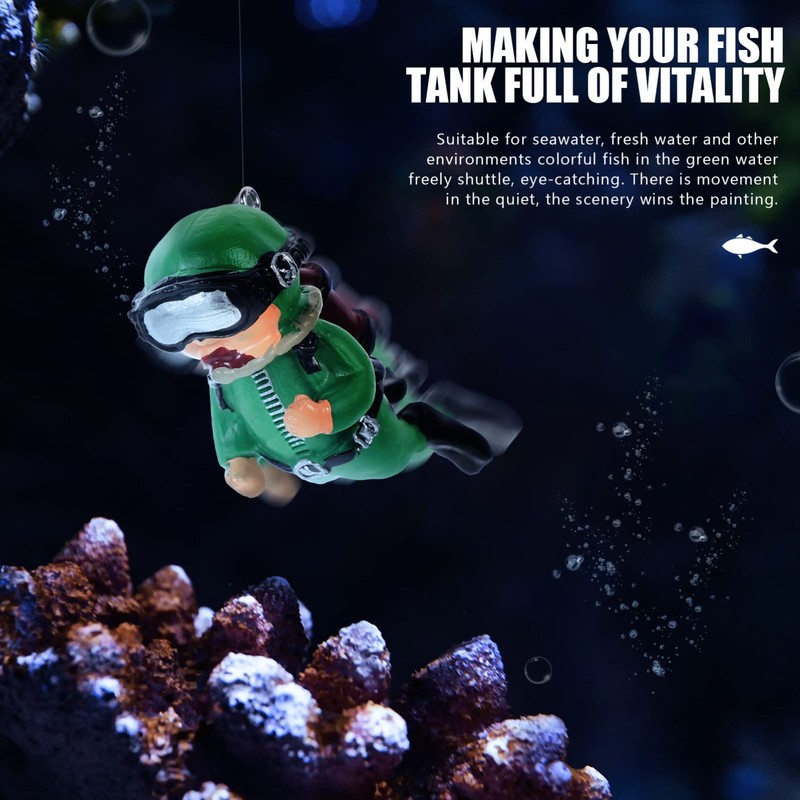 Sosoport Decorative Aquarium Set Fish Tank Diver Ornament Floating Diver