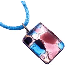 Glass Pendant, Murano Glass Pendant, Handmade Glass Pendant, Silver Leaf, Murano Glass Jewellery, Glass from Venice, Dainty 2cm x 1.5cm (Pixie MGPP29)