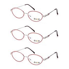 LUFF 3 Pack Reading Glasses for Women Blue Light Blocking Computer Readers Stylish Oval Metal Wire Frame Eyeglasses(2.5x)