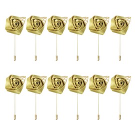 MECCANIXITY 20 Pcs Groom Boutonnieres Rose Boutonnieres Pins 2"x3.5" for Men Wedding Ceremony Anniversary Formal Dinner Party Suit Decoration Gold