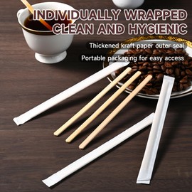 VIWIK 500 Pack Coffee Stirrers 5.5 Inch Coffee Bar Accessories - Individually Wrapped Wood Bamboo Coffee Stir Sticks, Disposable Bamboo Stir Sticks