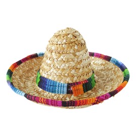 Marigold Market Sombrero Mini Straw Hat for Dolls, Stuffed Animals, Holiday Displays - 9 Inch Diameter, Small, Brown, 1730258