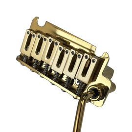 OVSAL 10.8mm Electric Guitar Bridge Gold 2-Point Tremolo Bridge with Zinc Alloy Saddles Brass Block 6 String Guitar Bridge Compatible with Start ST Electric Guitar Replacement Parts