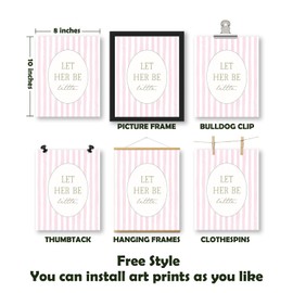 Pleonox Pink Floral Goose Bunny Nursery Wall Art Prints 8x10 Inch Set of 4, Pink and Green Cottagecore Botanical Floral Pictures Wall Decor for Baby Girl Nursery Room Bedroom Dorm Apartment, Unframed