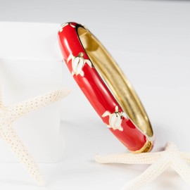 Hawaiian Turtle Hinged Clasp Fashion Enamel Bangle Bracelet, Metal, no gemstone