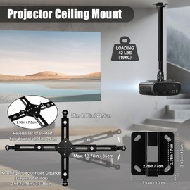 2-Be-Best Upgraded Long Projector Mount Height 25-39"/ 63-100CM Projector Ceiling Mount Adjustable Projectors Mounts for Ceiling Black