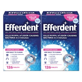 efferdent Efferdent Denture Cleaner Complete Clean, Retainer Cleaning Tablets for Aligners, Dentures, and Dental Appliances, 126 Count, 2 Pack