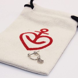 Astra Two Rings Ear Cuff Stud Earrings with Heart Anchor Pendant Made of Polished Stainless Steel (Pack of 1) Gift Idea from St Pauli, Stainless Steel