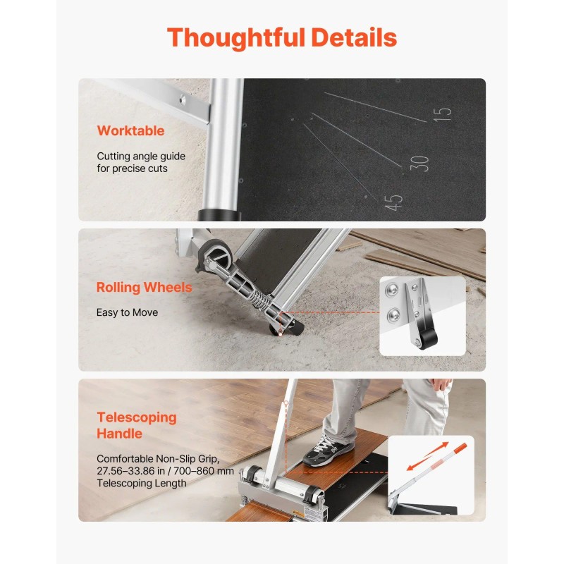 13-Inch Vinyl Floor Cutter with Adjustable 15/30/45 Degrees Angle Setting