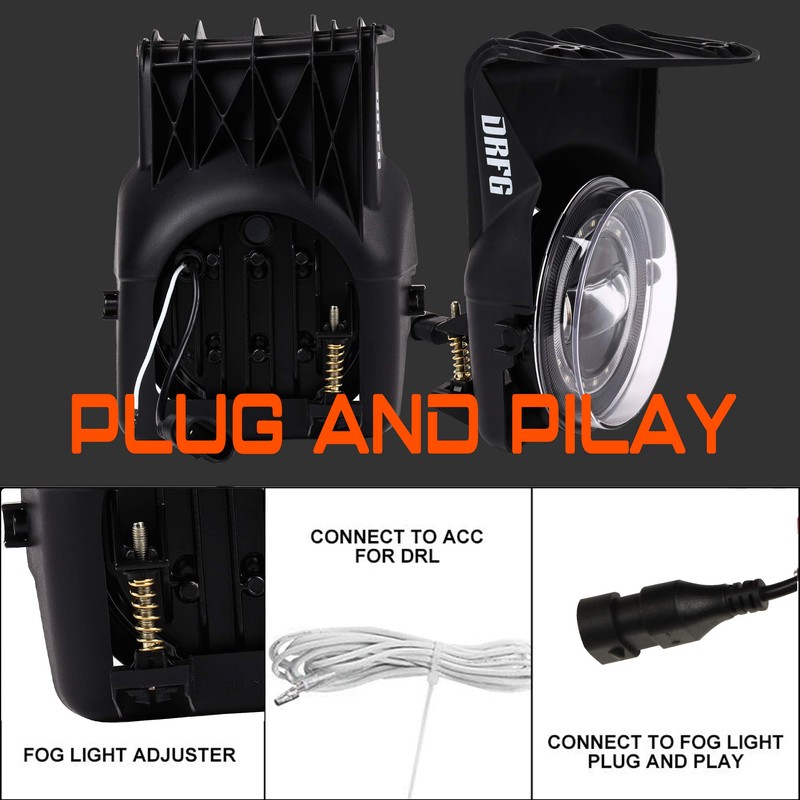 DRFG LED Fog Light with DRL Compatible for 2003-2006 GMC