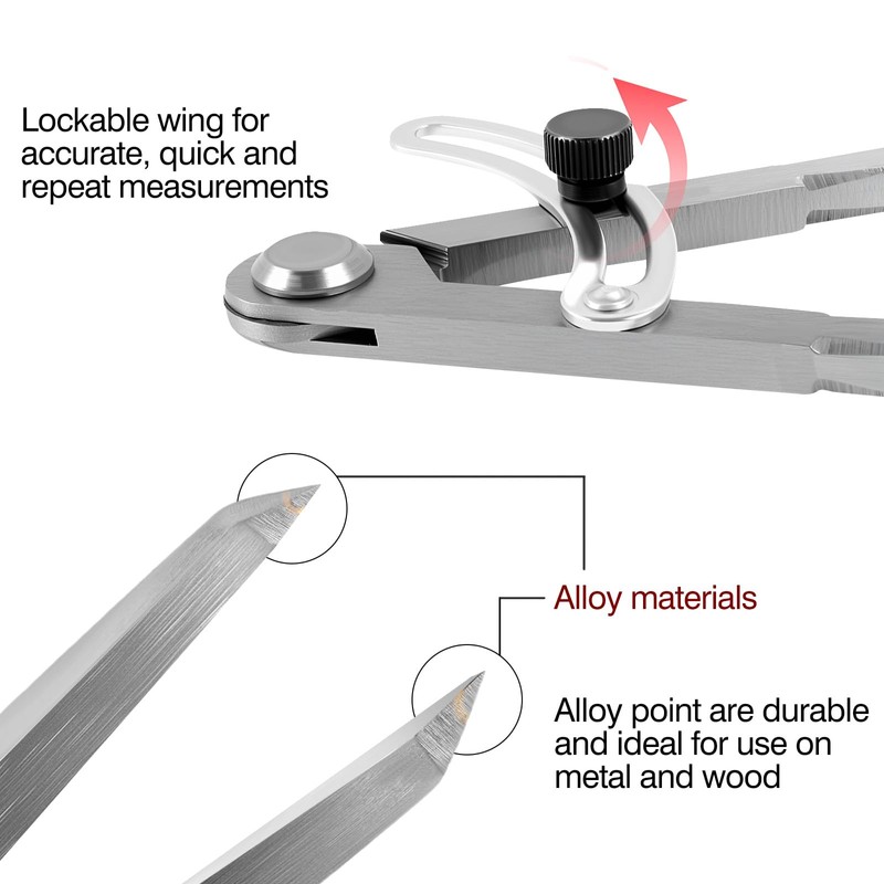 8 inch Professional Compass with Wing, Alloy Divider, Compass Geometry