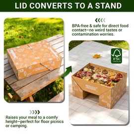 Cute Cardboard Charcuterie Boards with Lid Heavy Duty 10PK, Oil-Proof Pastry Box w/ Wax Paper, Disposable Platter Box Compostable for 4-8 People, Catering Travel Picnic Bakery TakeOut 13"x10"x4"
