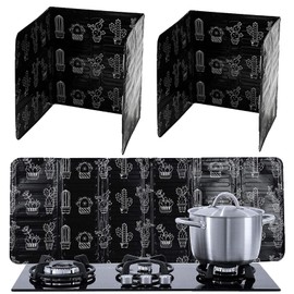 TokTech Range Guard, Oil Splash Guard, 2 Pieces, Oil Splash Guard, Oil Splash Guard, Oil Splash Prevention Guard, For Both IH and Gas, 3 Sided Type, Aluminum, Heat Shield, Height 12.6 inches (32 cm