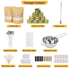 Candle Making Kit fo Adults - DIY Starter Soy Candle Making Supplies-Including Soy Wax,Melting Pot,Stickers,Wick Holders,Hangtag Stickers,Etc.