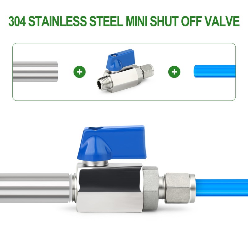 TAISHER 2PCS 304 Stainless Steel Compression Mini Ball Valve Shut