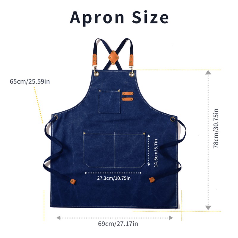 Tosewever Canvas Cross Back Chef Cotton Aprons for Men Women