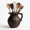Black Vintage Countertop Utensil Holder, 7.1" Farmhouse Crock with Handle