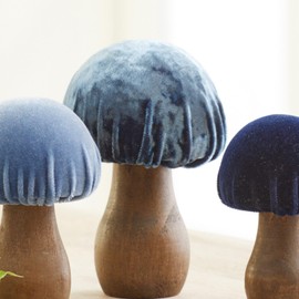 Velvet Mushrooms Set of 3, Shelf sitters, mantel decor, everyday tablescape, gift for nature lover, wedding centerpiece (Green)