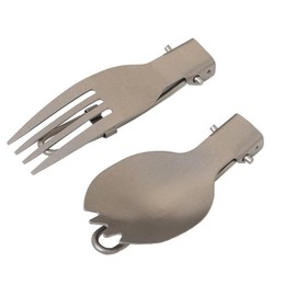 TopHomer Titanium Folding Utensil Portable Camp Flatware Lightweight Folding Utensil for Travel Camping Outdoors Picnic Fishing(Fork and Spoon Set)